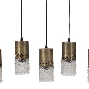 BEPUREHOME Collection loftlampe, m. 5 skærme - klar glas og antik messing metal (H:140)
