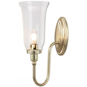 Blake Badeværelseslampe i messing og glas H34 cm 1 x G9 LED - Poleret messing/Klar