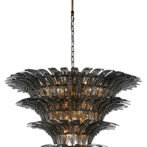 Cyrah Lysekrone i stål og glas Ø97 cm 15 x E14 - Antik messing/Sort
