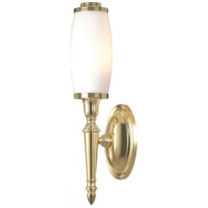 Dryden Badeværelseslampe i messing og glas H40 cm 1 x G9 LED - Poleret messing/Hvid