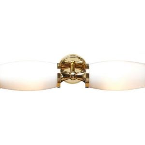 Eliot Badeværelseslampe i messing og glas B47 cm 2 x G9 LED - Poleret messing/Hvid