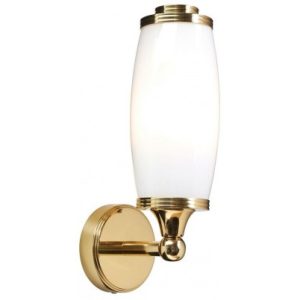 Eliot Badeværelseslampe i messing og glas H28 cm 1 x G9 LED - Poleret messing/Hvid