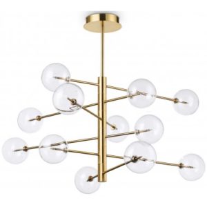 Equinoxe Loftlampe i metal og glas Ø124 cm 12 x G4 - Messing