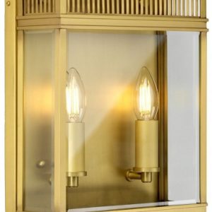 Holborn Udendørs væglampe i messing og glas H31 cm 2 x E14 - Børstet messing/Klar