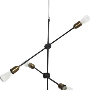 House Doctor - Pendel Lampe - Molecular - Sort Og Messing - H 78 Cm