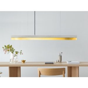 Langbordspendel i beton og messing 122 cm 25W LED - Lys beton/Messing