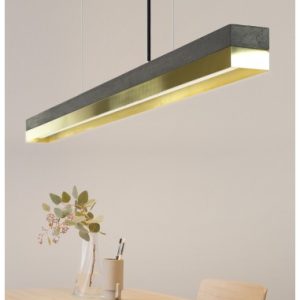 Langbordspendel i beton og messing 122 cm 25W LED - Mørk beton/Messing