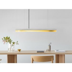 Langbordspendel i beton og messing 92 cm 25W LED - Lys beton/Messing