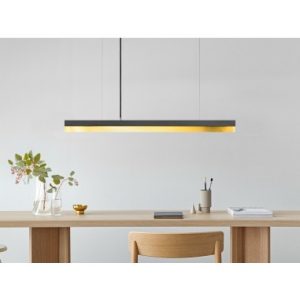 Langbordspendel i beton og messing 92 cm 25W LED - Mørk beton/Messing