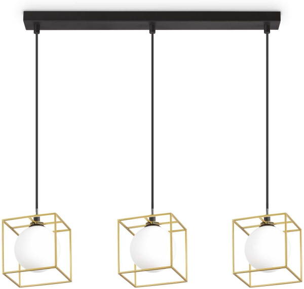Lingotto, Pendel lampe, G9 max 3 x 28W, G9, messing/sort, metal, glas, L750xHmin270/max1120xB120mm