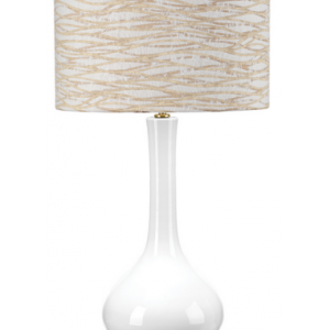 Milo Bordlampe i keramik og polyester H69 cm 1 x E27 - Antik messing/Hvid/Orange