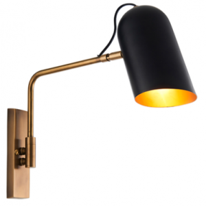 Navren Væglampe i metal H35 cm 1 x E27 - Antik messing/Mat sort
