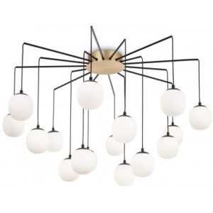Rhapsody Loftlampe i metal og glas Ø95 cm 16 x G9 - Satineret messing/Sort