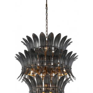 Salina Lysekrone i stål og glas Ø74 cm 16 x E14 - Antik messing/Sort