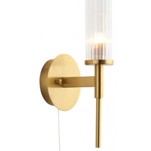 Talo Badeværelslampe i metal og glas H29,5 cm 1 x G9 - Satineret messing/Klar rillet
