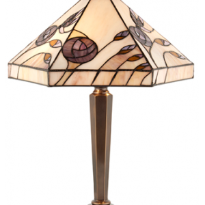 Tiffany Damselfly Bordlampe i messing og glas H54 cm 2 x E27 - Antik messing/Multi
