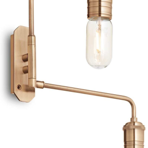 Triumph, Væglampe, E27 max 2 x 60W, E27, messing/brændt, metal, L50xH290xB310mm