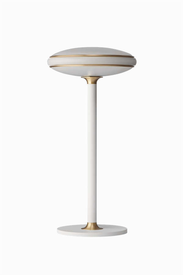 Udstillingslampe: ØS1 bordlampe, hvid/messing