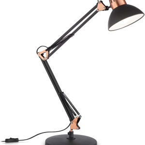 Wally, Bordlampe, E27 max 1 x 42W, E27, sort/messing, metal, L200xH580xB360mm