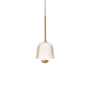 Asteea 1 pendel, satin messing/riflet klar