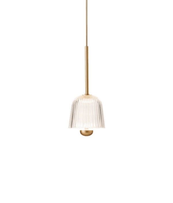 Asteea 1 pendel, satin messing/riflet klar
