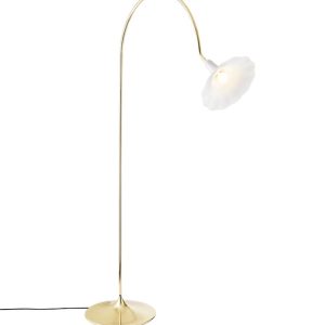 Petalii gulvlampe, poleret messing/hvid