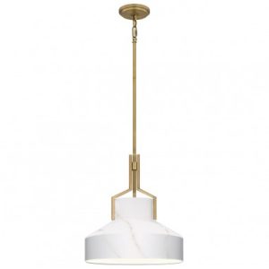 BRECKEN Loftlampe i stål og glas Ø37 cm 2 x E27 - Antik messing/Alabaster