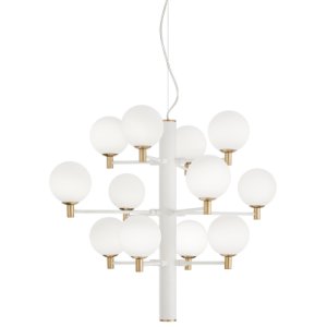 COPERNICO Lysekrone i metal og glas Ø71 cm 12 x G9 - Hvid/Messing