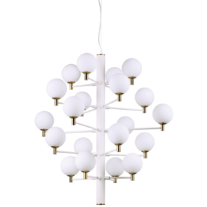 COPERNICO Lysekrone i metal og glas Ø86 cm 20 x G9 - Hvid/Messing