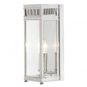 Holborn Udendørs væglampe i messing og glas H31 cm 1 x E14 - Poleret krom/Klar