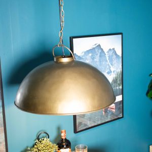 Loftlampe i fabriksstil antik messing | Interiør