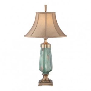 MONTEVERDE Bordlampe i stål, keramik og tekstil H86 cm 1 x E27 - Antik messing/Antik grøn