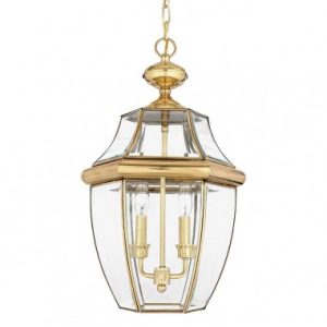 NEWBURY Udendørs loftlampe i messing og glas Ø26,4 cm 2 x E14 - Lakeret poleret messing/Klar