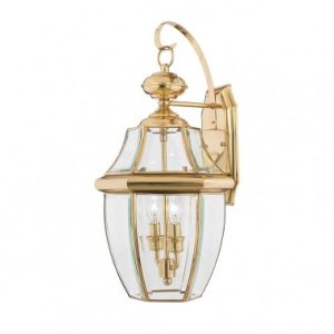 NEWBURY Udendørs væglampe i messing og glas H53,1 cm 2 x E14 - Lakeret poleret messing/Klar