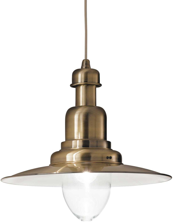 Pendel lampe Ideal Lux Fiordi antik messing metal og håndblæst glas Ø40 cm