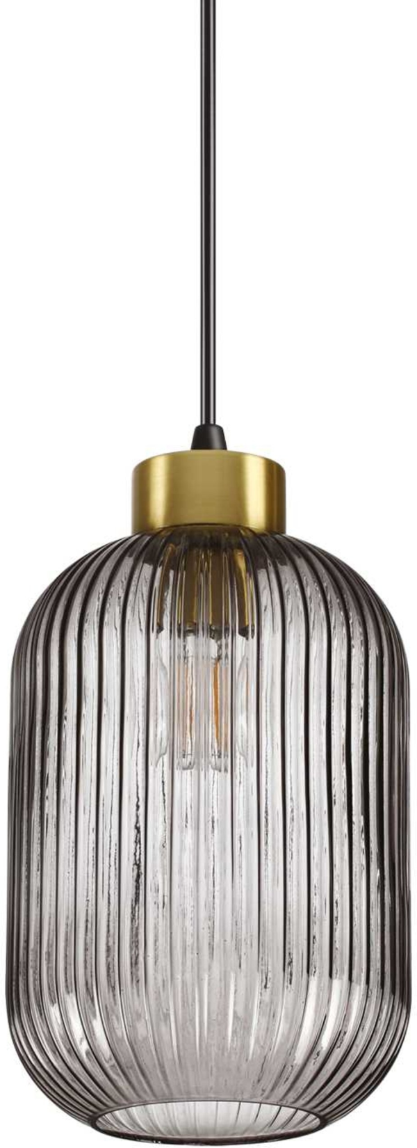 Pendel lampe Ideal Lux Mint med satin messing og røgfarvet glas - Ø140 mm, justerbar 295 - 2385 mm, blæst glas diffuser, IP20