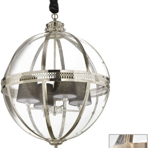 Pendel lampe Ideal Lux World Ø61 cm antik messing med klart glas diffuser justerbar højde 110-155 cm