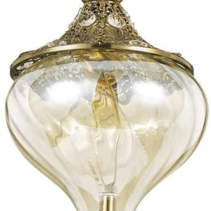 Pendelampe Ideal Lux Harem antik messing og krystalklare glas Ø165 x H550-1030 mm E27