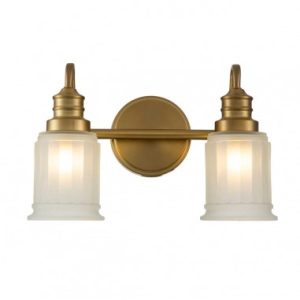 SWELL Badeværelselampe i stål og glas B35,7 cm 2 x G9 LED - Børstet messing/Frostet