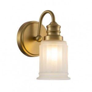 SWELL Badeværelselampe i stål og glas H23,8 cm 1 x G9 LED - Børstet messing/Frostet