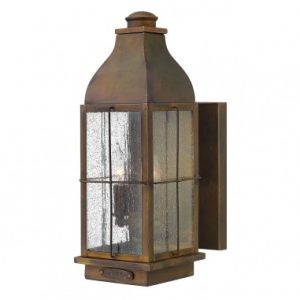 BINGHAM Udendørs væglampe i messing og glas H40,6 cm 2 x E14 - Brændt messing/Klar med dråbeeffekt