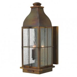 BINGHAM Udendørs væglampe i messing og glas H53,3 cm 3 x E14 - Brændt messing/Klar med dråbeeffekt