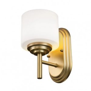 MALIBU Badeværelselampe i stål og opalglas H21,6 cm 1 x 3W G9 LED - Børstet messing/Frostet opalhvid