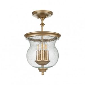 PICKERING LANE Loftlampe i stål og glas Ø25,4 cm 3 x E14 - Messing/Klar med dråbeeffekt