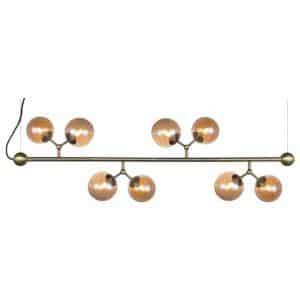 Atom large langbord pendel fra Halo Design - Messing/klar amber