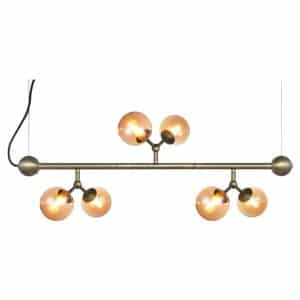 Atom mini langbord pendel fra Halo Design - Messing/klar amber