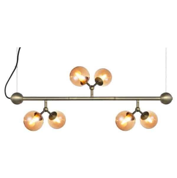 Atom mini langbord pendel fra Halo Design - Messing/klar amber