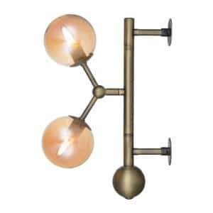 Atom væglampe fra Halo Design - Messing/klar amber