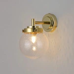 Mini Globe wall væglampe Original BTC - Poleret messing /klart glas med bobler