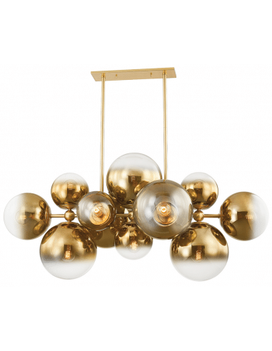 KYOTO Lysekrone i stål og glas 69,22 x 143,6 cm 12 x E27 - Vintage poleret messing/Brændt messing